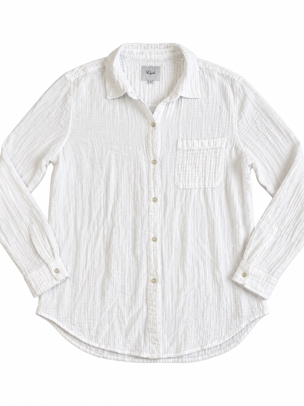 Rails White Gauze Button-Down Shirt – Size XL